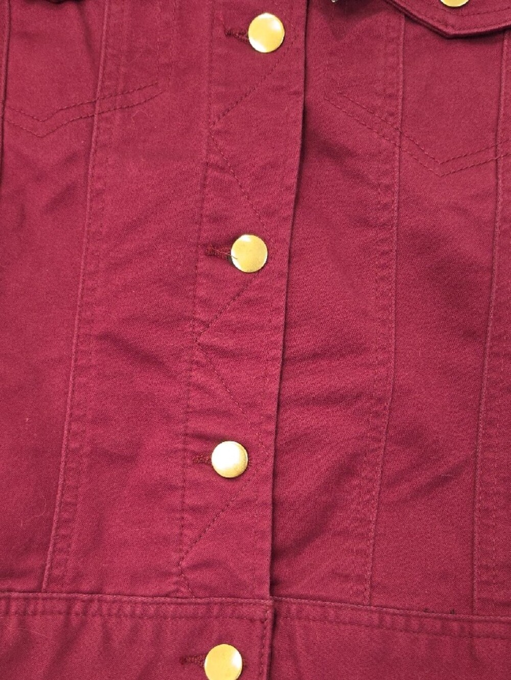 IMAN Burgundy Button-Front Jean Jacket - Picture 3 of 7